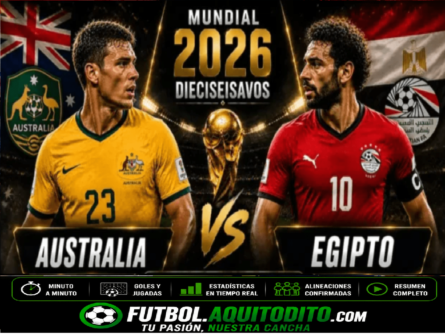 Australia vs Egipto EN VIVO Mundial 2026