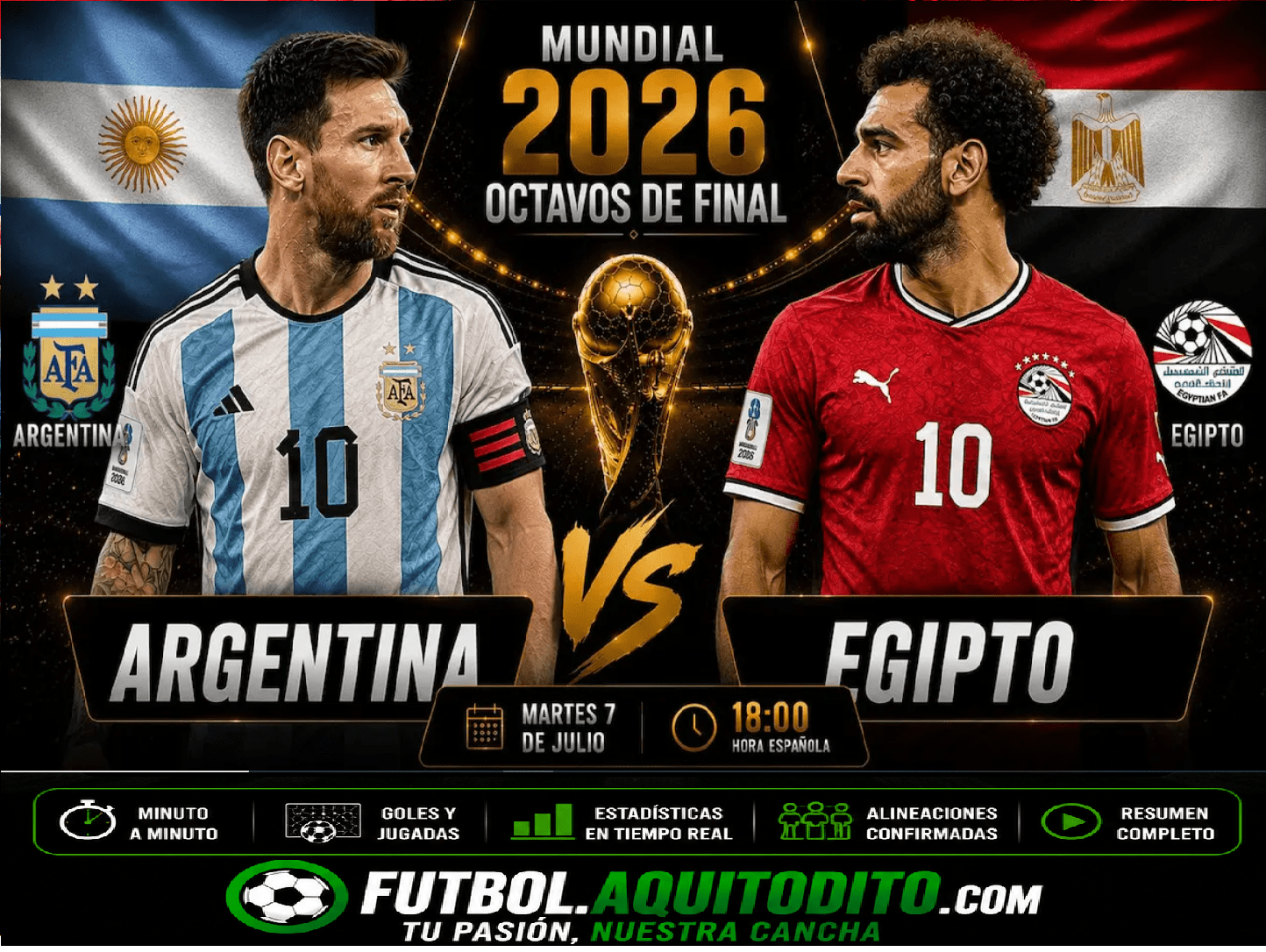 Argentina vs Egipto EN VIVO Mundial 2026
